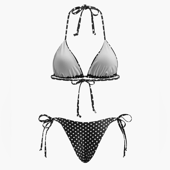 Polka Dot Tied Bikini Set - Picture 2 of 5